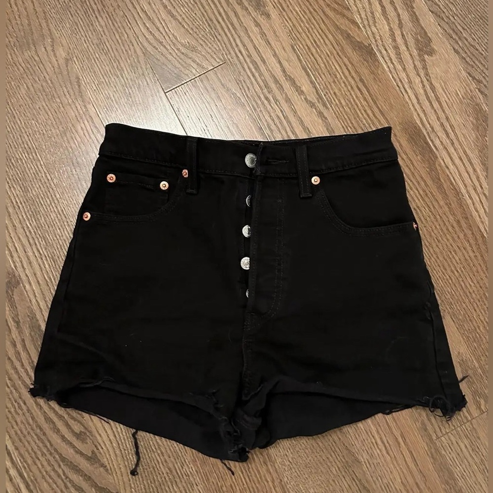 Levi Strauss Mid-Waisted Black Cut-Off Jean Shorts